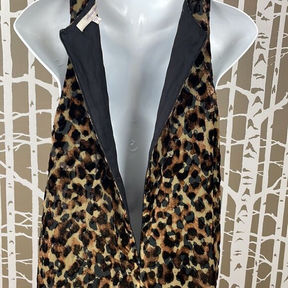 Lavender Brown Burnout Velvet Leopard Print Trapeze Style Dress sz L - Picture 3 of 8